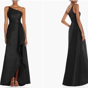 ALFRED SUNG D831 ONE SHOULDER HIGH LOW SATIN BLACK E5 DRESS sz 20
